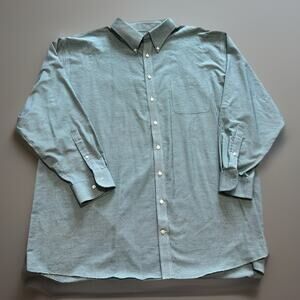 Stafford Travel Men Big 19 34/35 Houndstooth Wrinkle Free Oxford Button Up Shirt